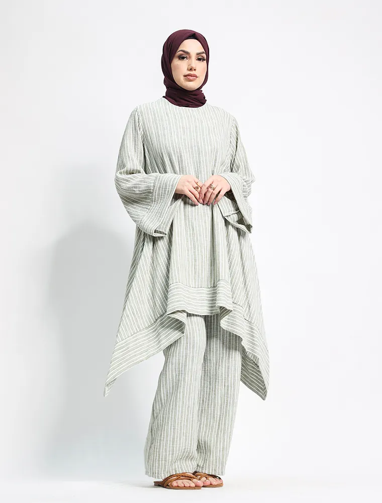 Khaki Lina Striped Co Ord Set